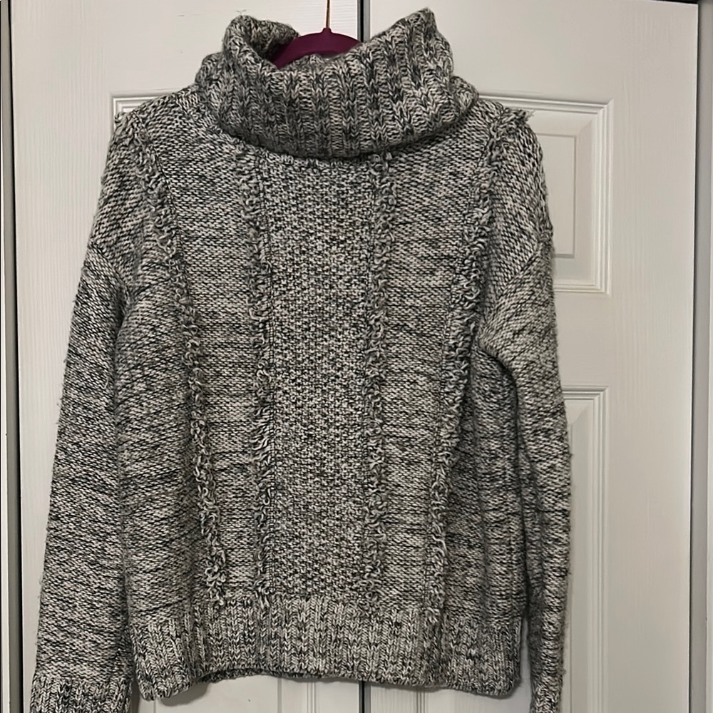 Lou & Grey for Loft Gray Turtleneck Sweater - White, Black & Gray